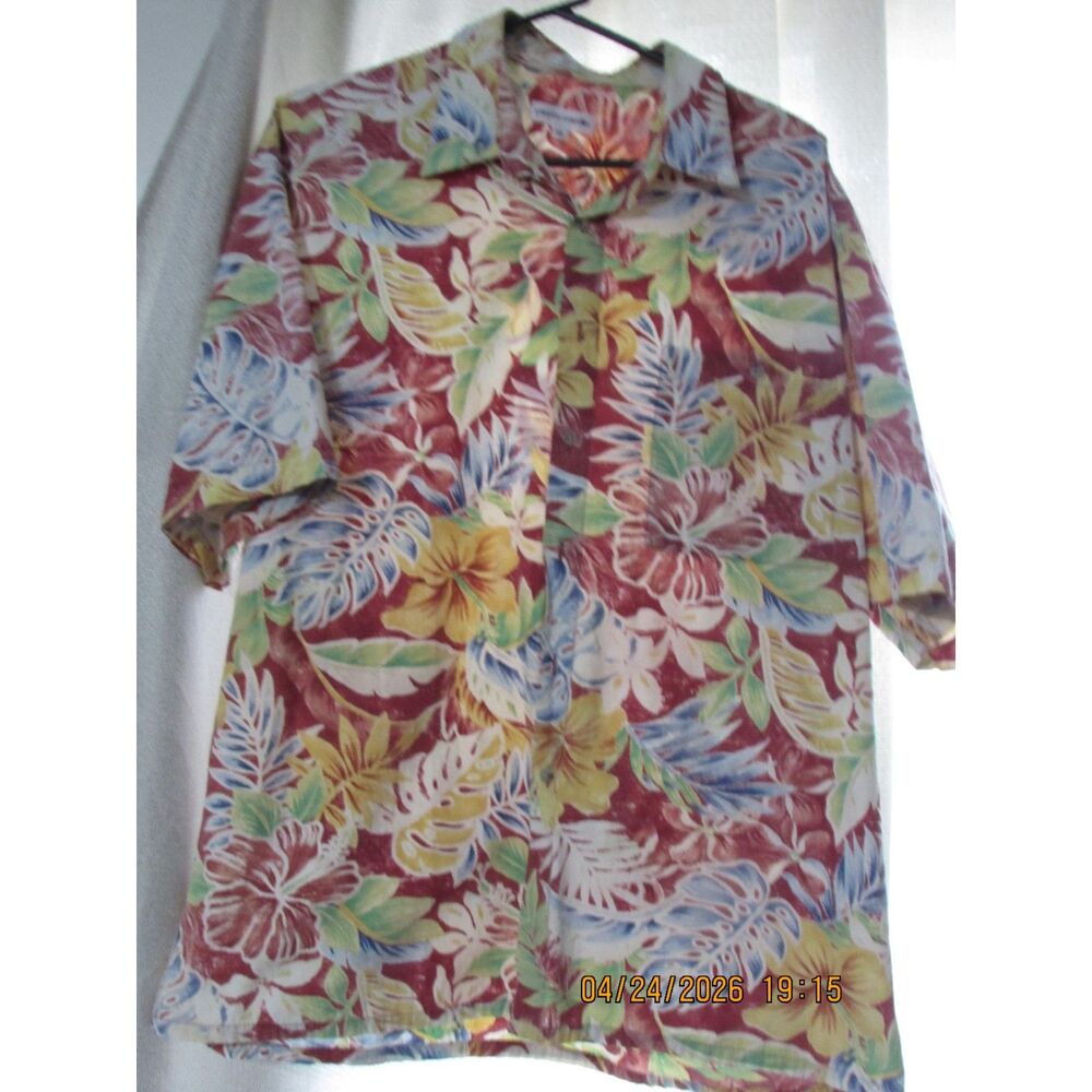 Pierre Cardin size xl 100% cotton Hawaiian shirt button down collar tropical